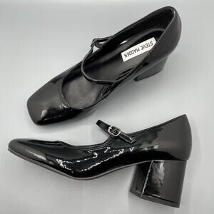 Steve Madden Irelee Heels Size 8.5 Black Patent Mary Jane Shoes Y2K Whimsigoth